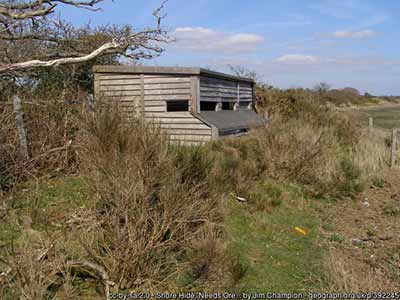 The Shore Hide at Needs Ore overlooks part of the North Solent National Nature Reserve