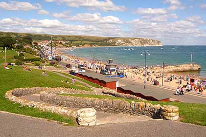 Swanage - the beach, looking