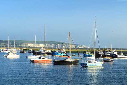 Yachts moored at Keyhaven