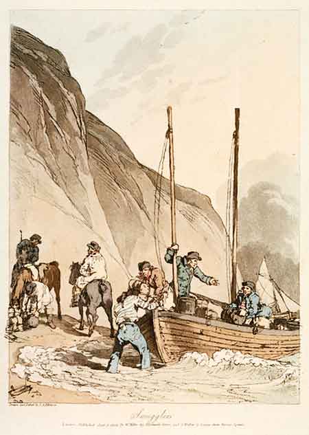 An early 19th century etching showing smugglers at work (John Atkinson)