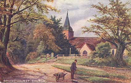Brockenhurst Parish Church - as shown on an old print