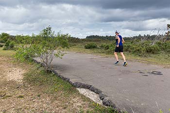 The taxi-track at the end of RAF Beaulieu's north-east / south-west oriented runway