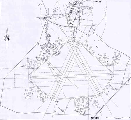 Beaulieu Airfield - the runways and bomb storage and preparation site, as seen on this 1945 site plan (Image courtesy of the RAF Museum#41;