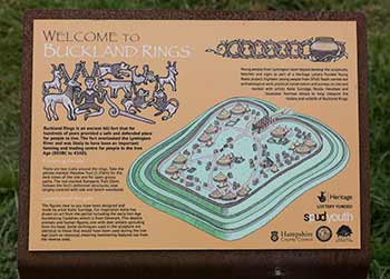 Information about Buckland Rings' history is displayed around the site