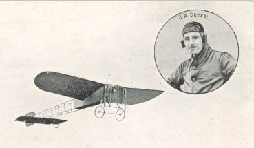 J. Armstrong Drexel in flight in a Bleriot machine - image courtesy of hampshireairfields.co.uk