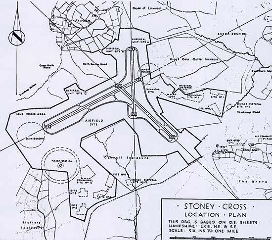 The layout of Stoney Cross Airfield, as shown in a 1946 Asset Plan compiled by the Air Ministry Works Directorate (Crown Copyright, RAF Museum)