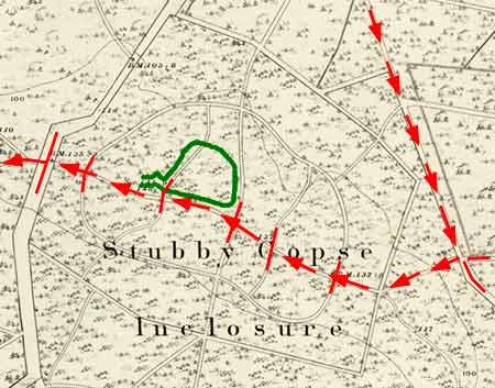 Stubby Copse Incloure shown on the 1871 Ordnance Survey map
