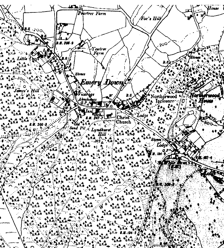 Emery Down 1909 map