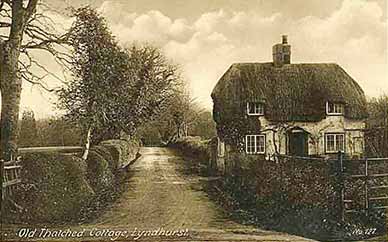 Captioned on the postcard as 'Old thatched cottage, Lyndhurst', this building is remarkably similar to that shown previously.