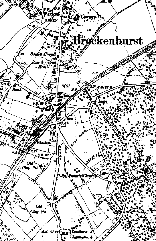 Brockenhurst station and church - 1909 map