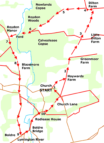 Boldre walk route map