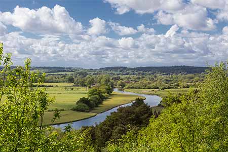 The view over the Avon valley, looking towards Breamore, at the start of the walk